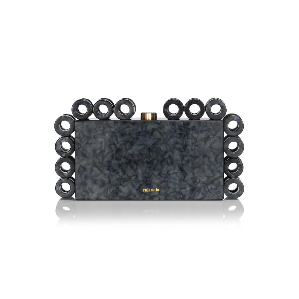 Cult Gaia Harlow Marble Black Clutch